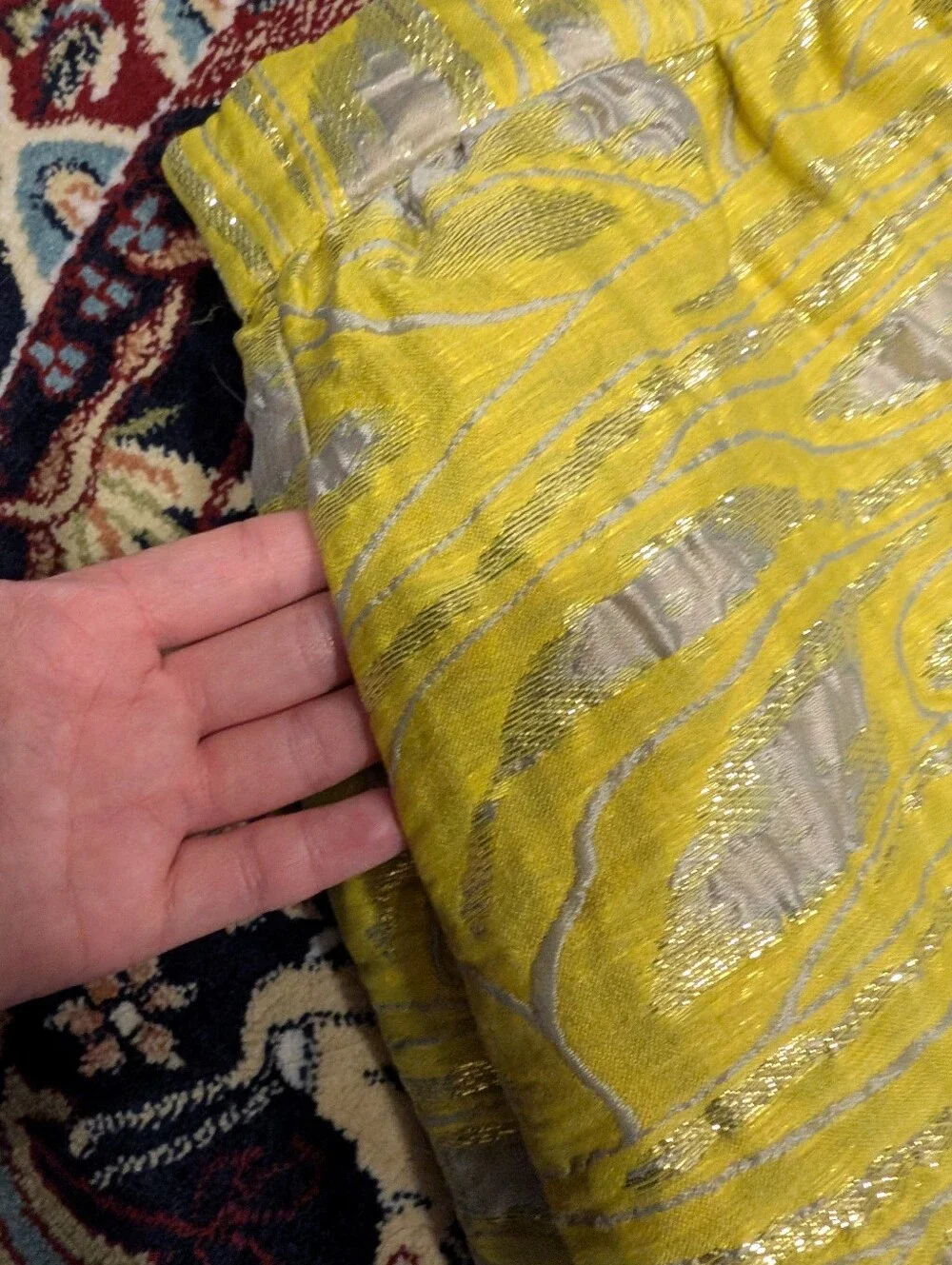 Yellow Patterned A-Line Women's Skirt (Purchased in Europe) - Picture 3 of 6